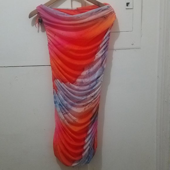 NWT MULTICOLOR PRINTED TULLE DRESS. - Picture 5 of 8